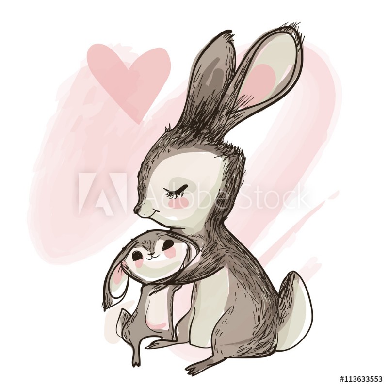 Bild på cute little hare with mom
